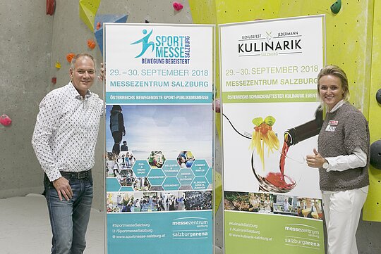 Michael Wagner und Alexandra Meissnitzer in der Kletterhalle